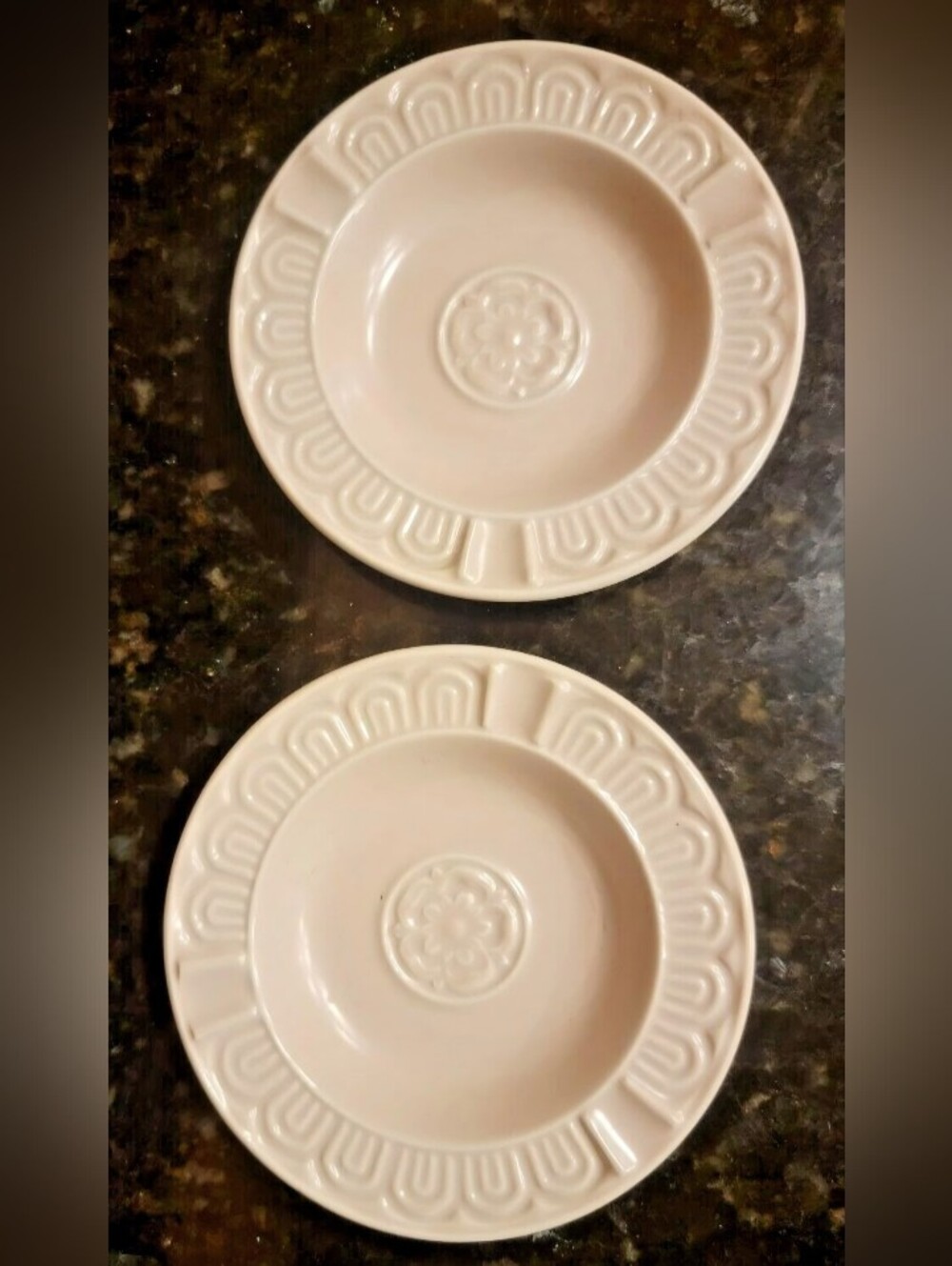 Set of 2 Pink Bisque POOLE England Pottery Ashtray/ Trinket Dishes